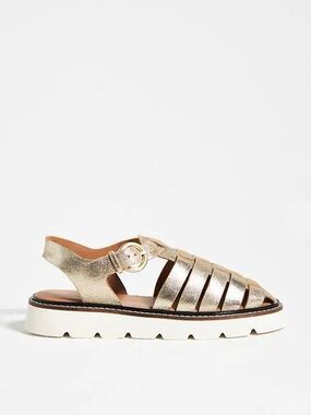 Anthropologie Metallic Gold Strappy Fisherman Sandal